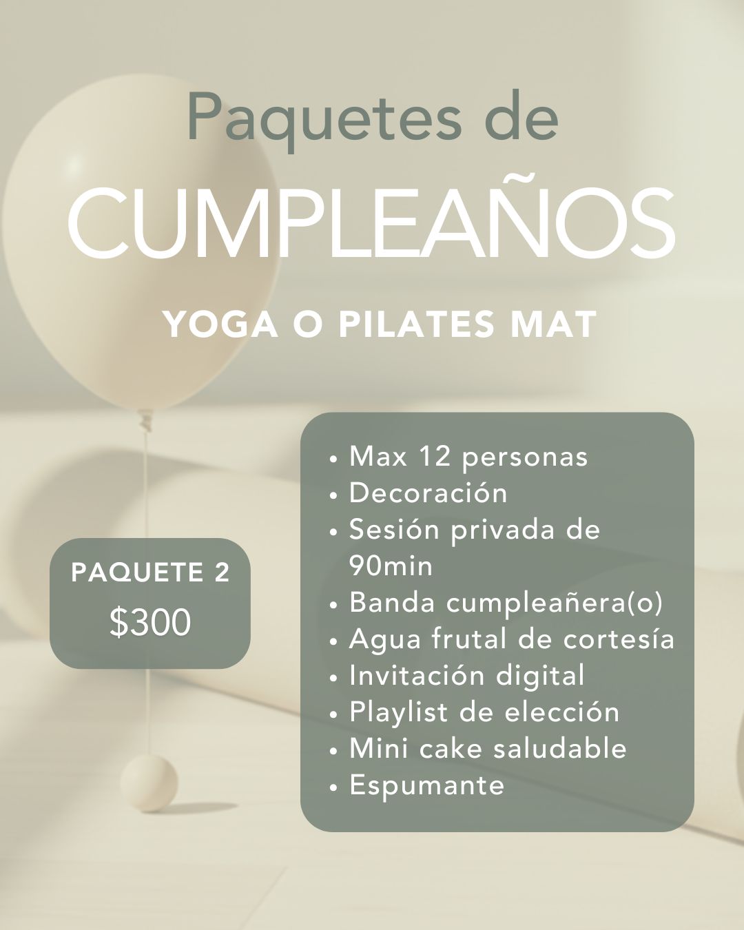 Paquete Cumpleaños 2 — Yoga o Pilates Mat
