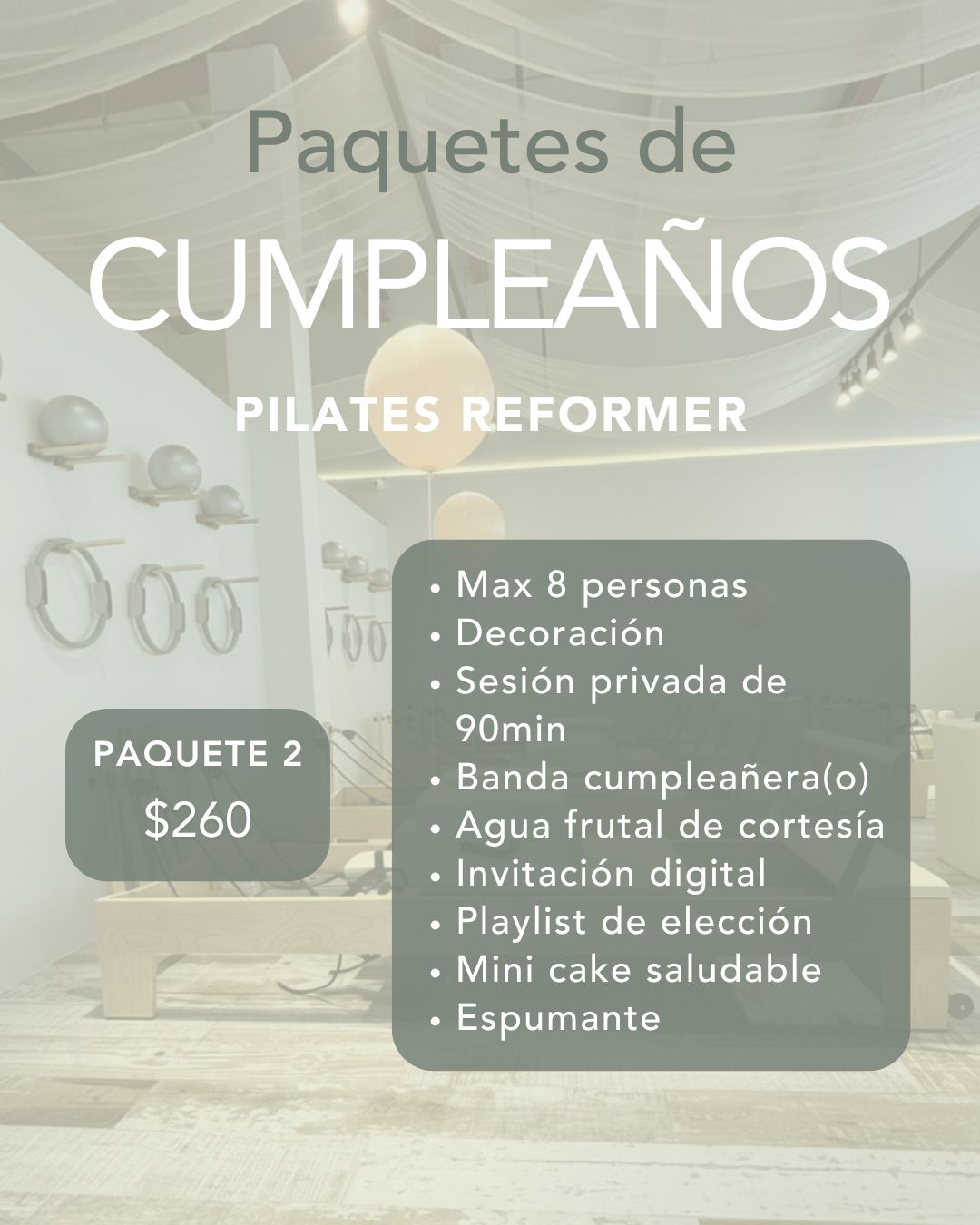 Paquete Cumpleaños 2 — Pilates Reformer