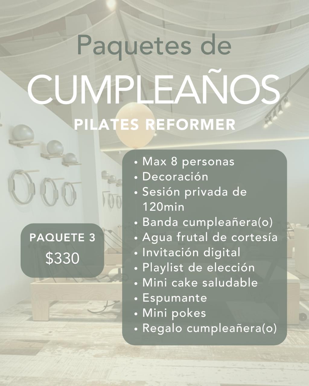 Paquete Cumpleaños 3 — Pilates Reformer